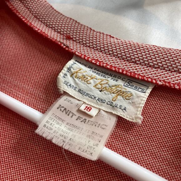 Vintage 1970’s Sears Knit Boutique Women's Pink Plaid Cardigan Jacket Size 18‎ - Picture 5 of 11